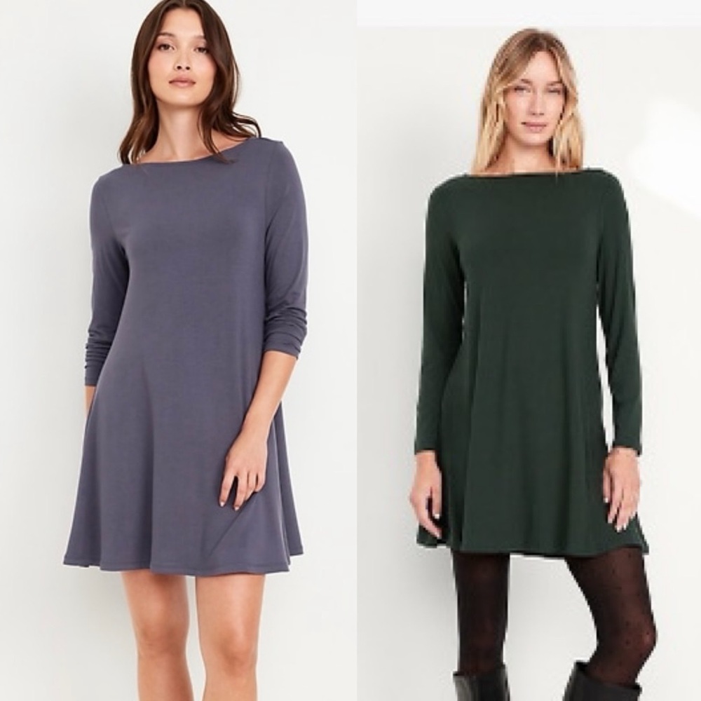 Old Navy Long Sleeve Mini Swing Dresses, Size XL  Lot of 2